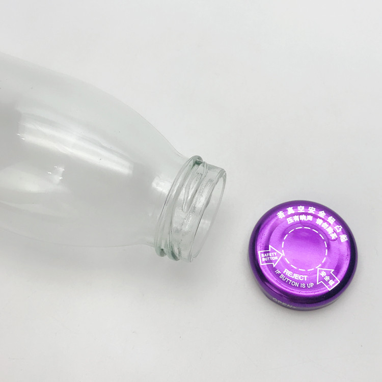 350ml clear round glass bottle for beverage juice with cap