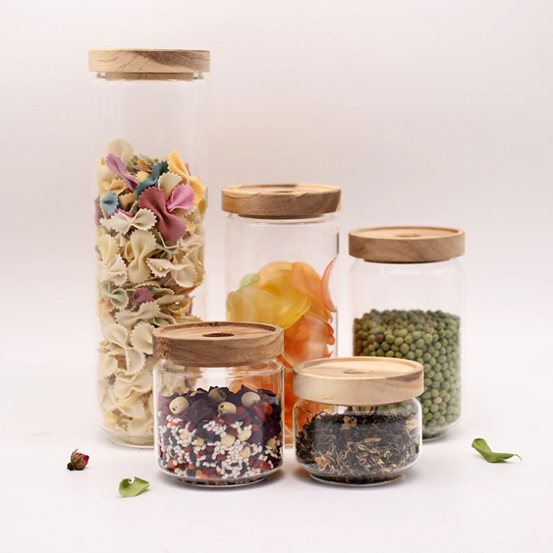 350ml diameter storage jar with lid clear glass jar