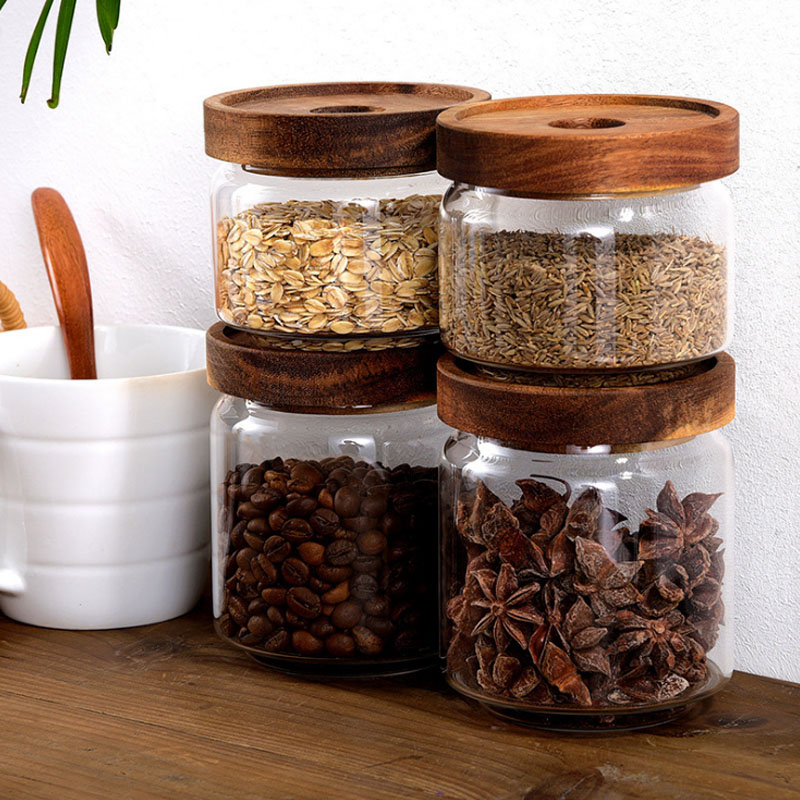 350ml diameter storage jar with lid clear glass jar