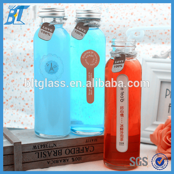 350ml glass bottles with aluminium lid juice water milk beverage glass bottle