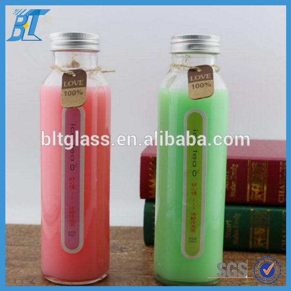350ml glass bottles with aluminium lid juice water milk beverage glass bottle