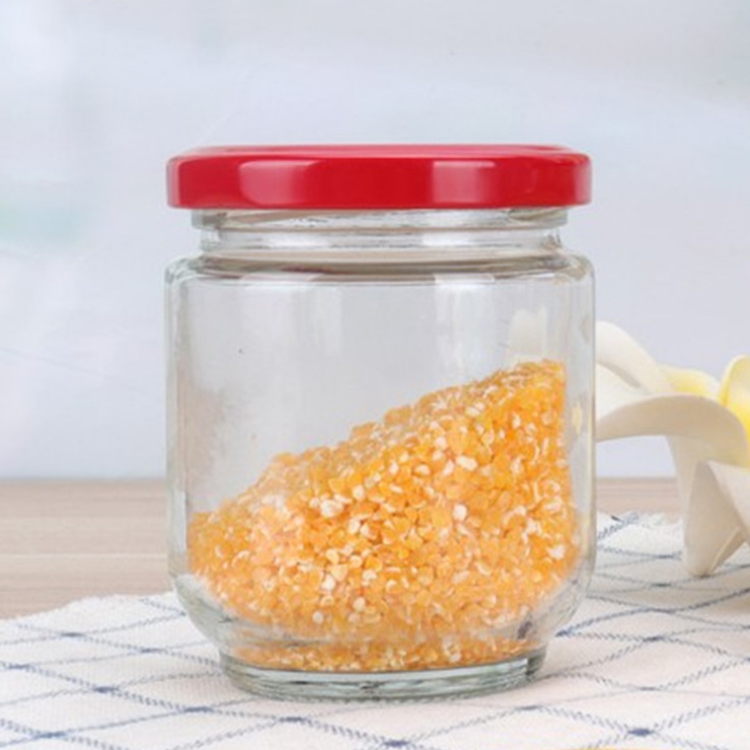 350ml glass jar for Honey pickles and cans with Metal cap Jam glass bottle