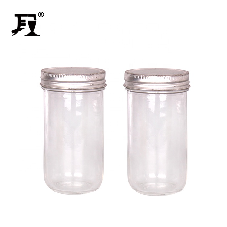 350ml hermetic clear mason jam glass jar round storage jar with metal lid