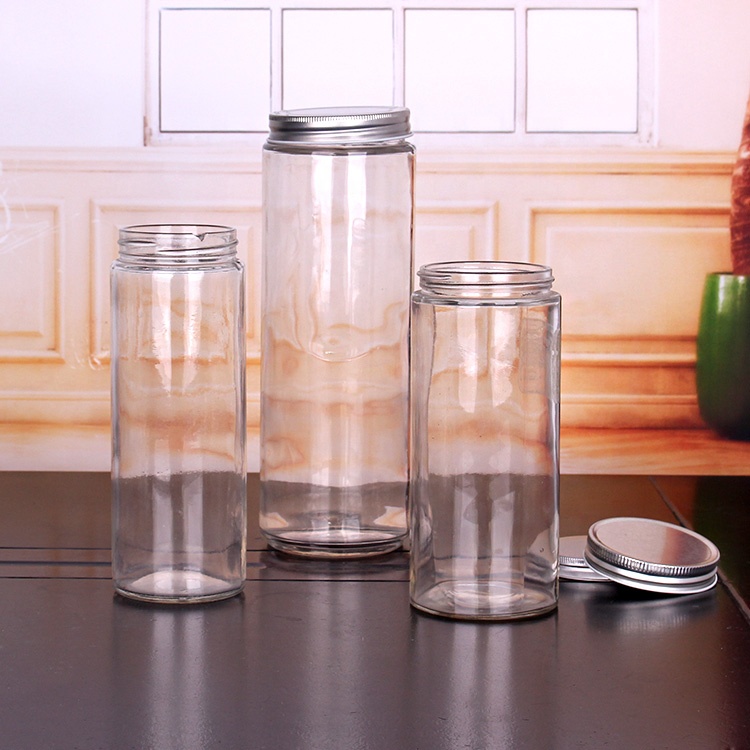 350ml hermetic clear mason jam glass jar round storage jar with metal lid
