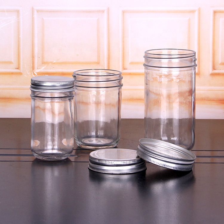 350ml hermetic clear mason jam glass jar round storage jar with metal lid