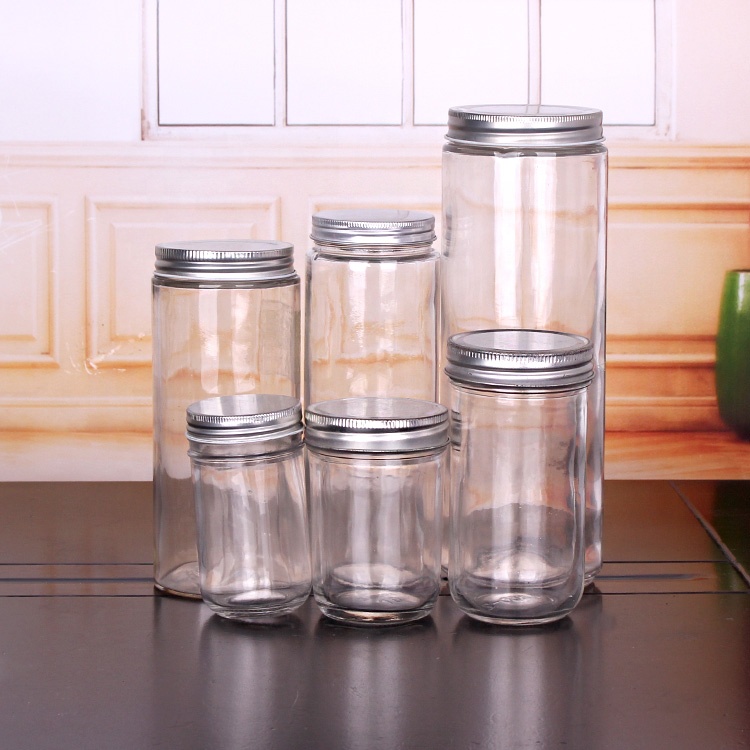 350ml hermetic clear mason jam glass jar round storage jar with metal lid