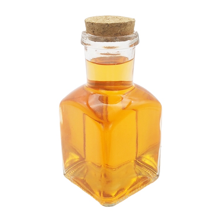 350ml long neck clear glass jar with wooden lid for juice beverage seasoning