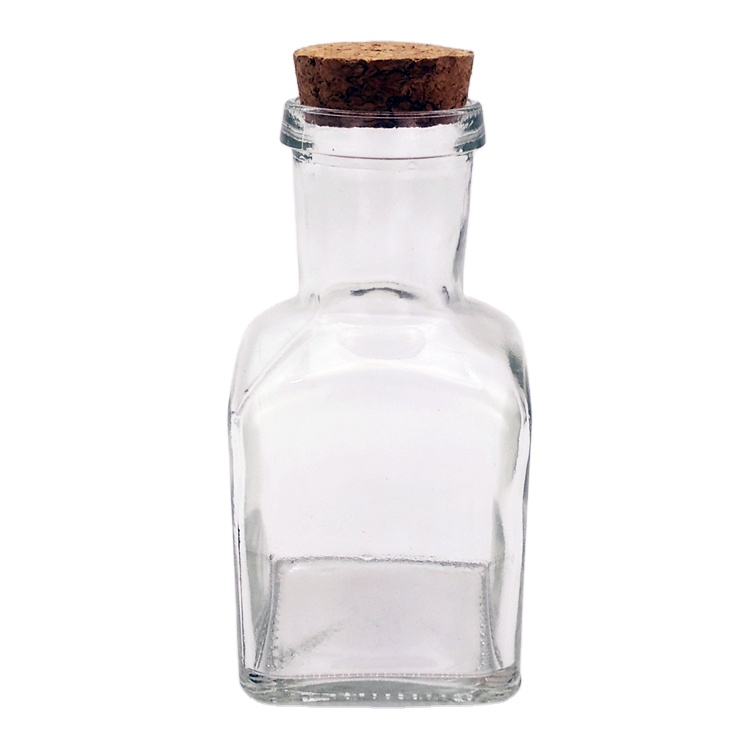 350ml long neck clear glass jar with wooden lid for juice beverage seasoning