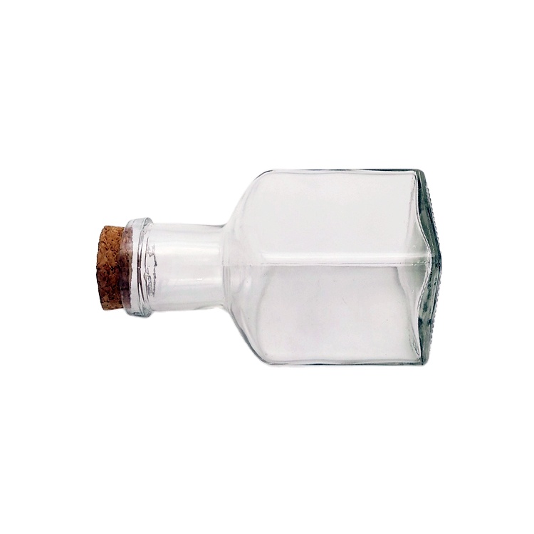 350ml long neck clear glass jar with wooden lid for juice beverage seasoning