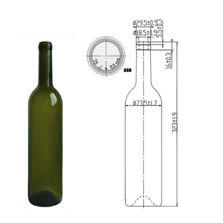 350ml red wine glass bottle