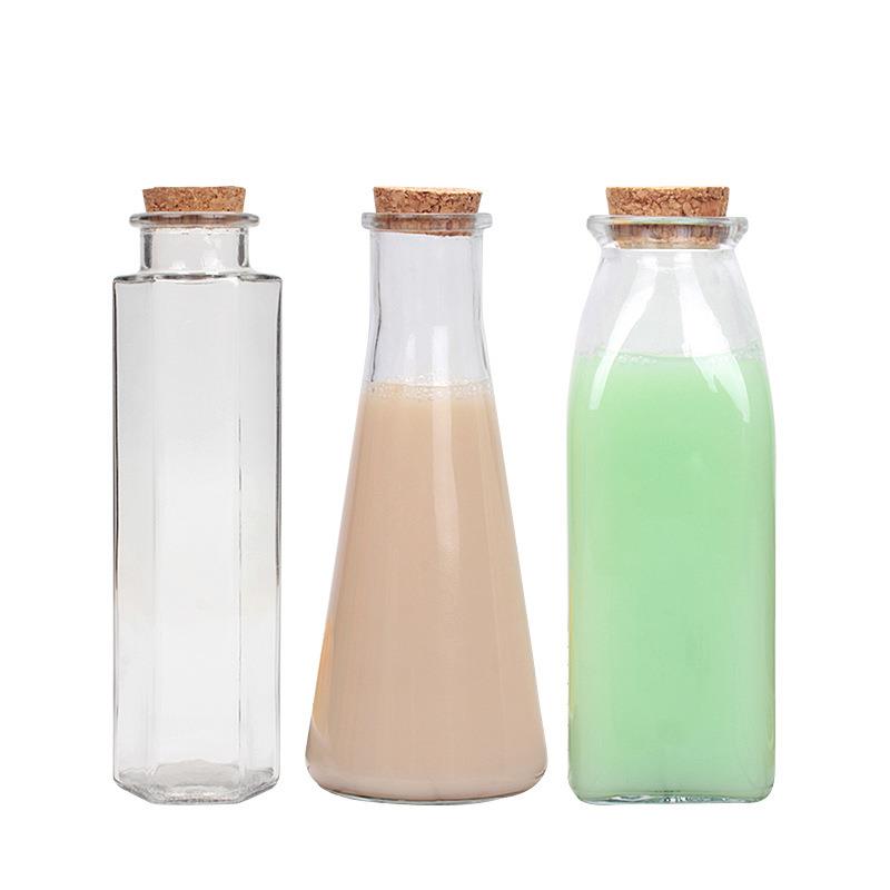 350ml reusable cylinder blander glass bottle for beverage juice with cork