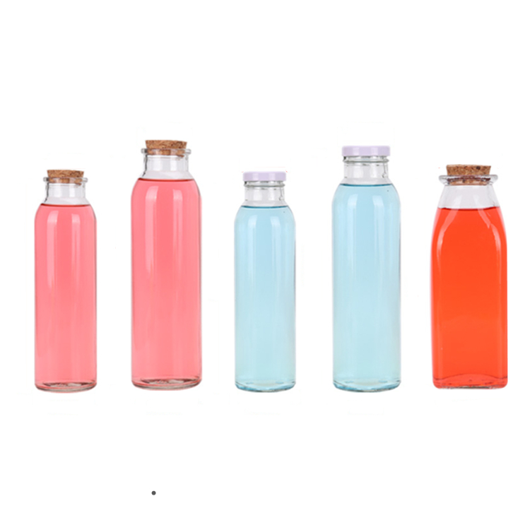 350ml reusable cylinder blander glass bottle for beverage juice with cork