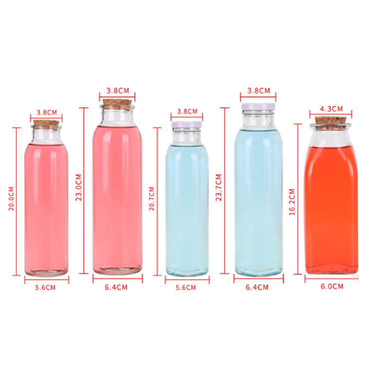 350ml reusable cylinder blander glass bottle for beverage juice with cork