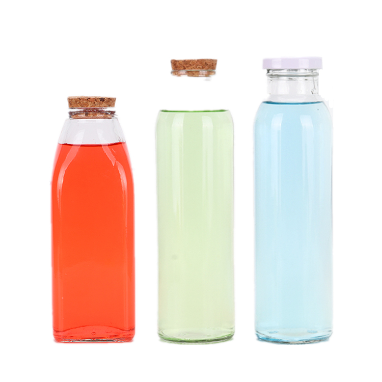 350ml reusable cylinder blander glass bottle for beverage juice with cork