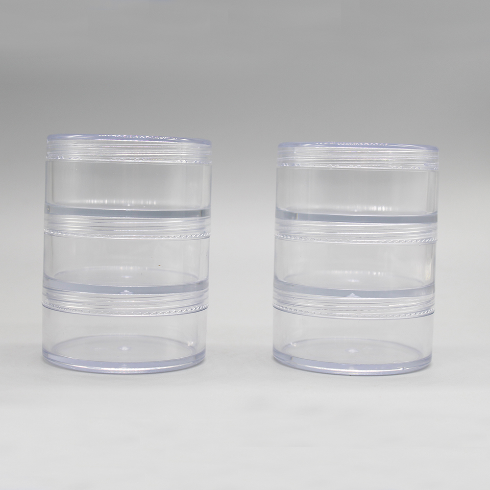 35g AS Round Clear Stackable Plastic Loose Powder Jar with Sifter
