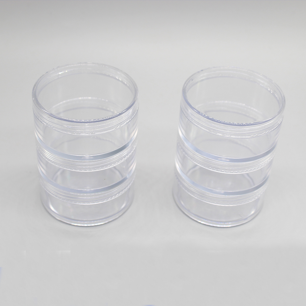35g AS Round Clear Stackable Plastic Loose Powder Jar with Sifter