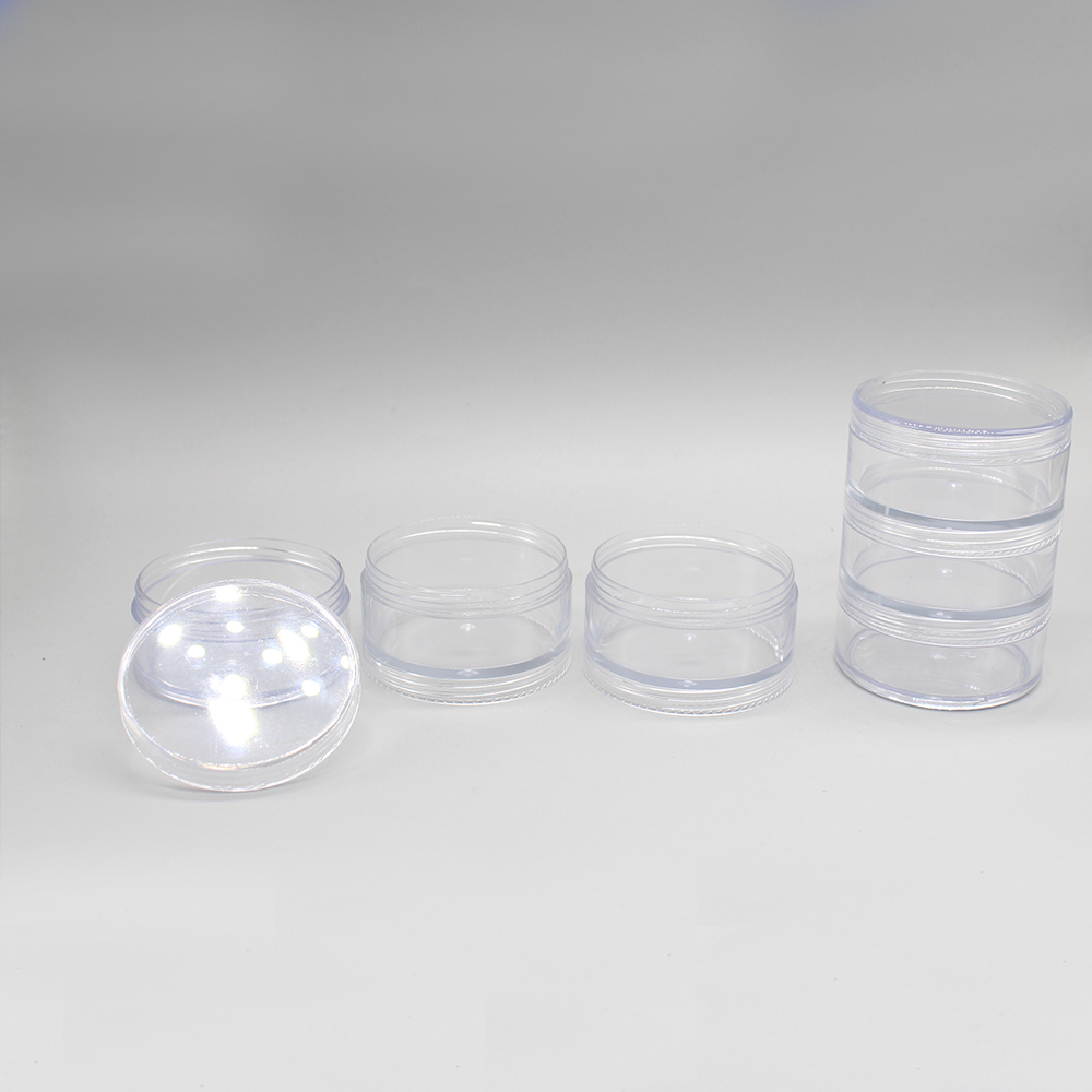 35g AS Round Clear Stackable Plastic Loose Powder Jar with Sifter