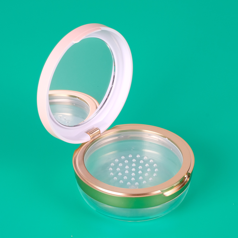 35g portable pink loose powder case with mirror and sifter for face setting powder cosmetic container