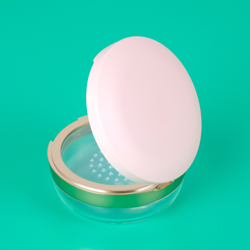 35g portable pink loose powder case with mirror and sifter for face setting powder cosmetic container