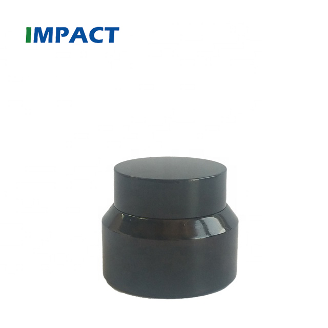 35g round empty glass amber cosmetic packaging jar container with black screw cap