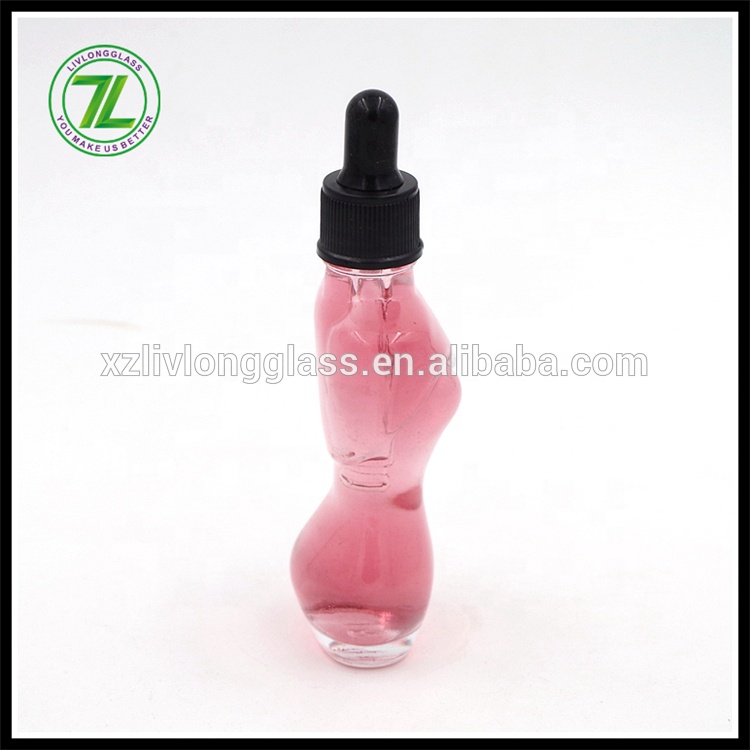 35ml Clear Woman Body Shape Essential Oil Glass Bottles with Dropper