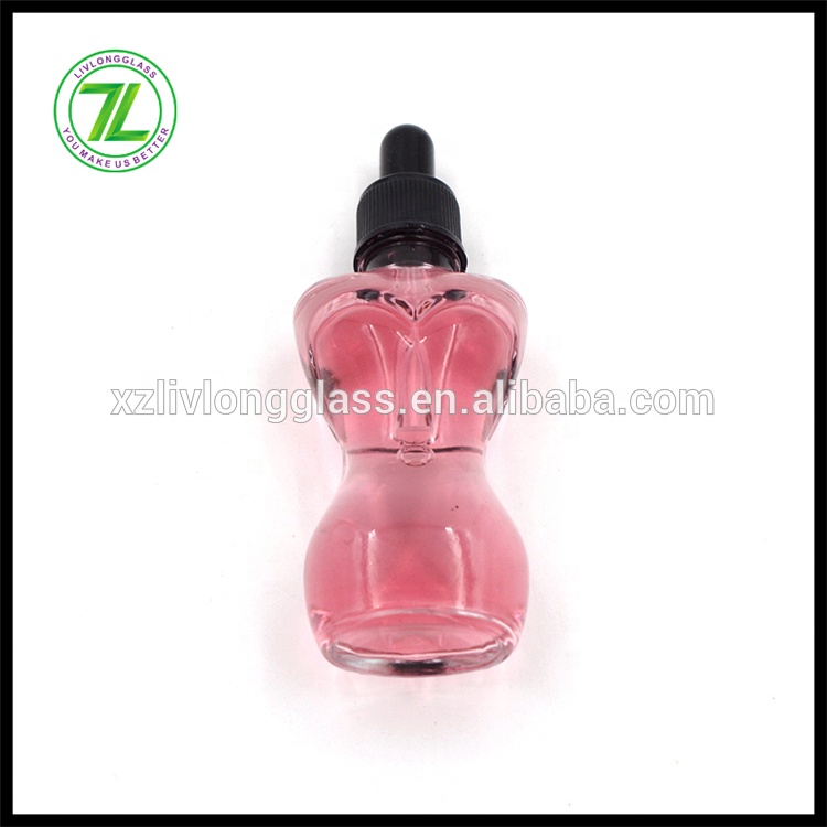 35ml Clear Woman Body Shape Essential Oil Glass Bottles with Dropper