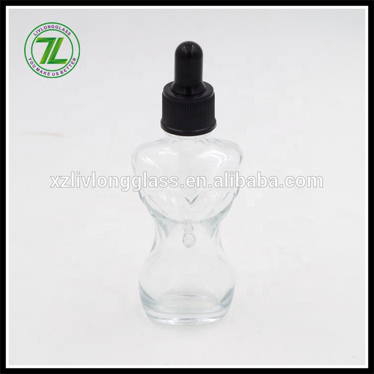 35ml Clear Woman Body Shape Essential Oil Glass Bottles with Dropper