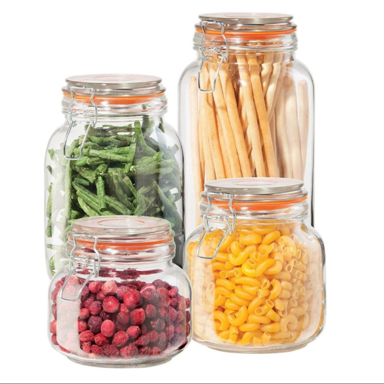 35oz 53oz 70oz High quality food storage glass jar used for tea coffee candy with sealing clear lid