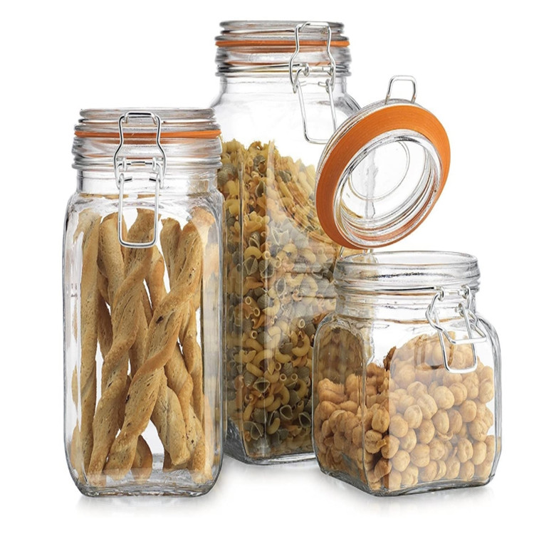 35oz 53oz 70oz High quality food storage glass jar used for tea coffee candy with sealing clear lid