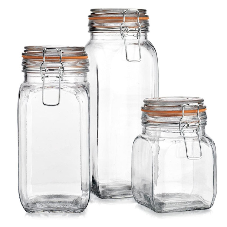 35oz 53oz 70oz High quality food storage glass jar used for tea coffee candy with sealing clear lid