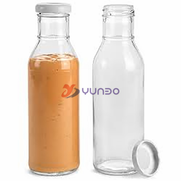 360ml 12oz Clear Sauce Glass Bottle with Metal Lug Lids