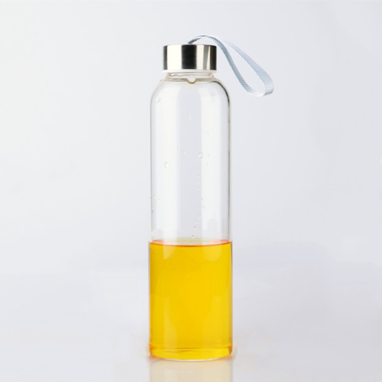 360ml 420ml 550ml high borosilicate cylinder glass juice water bottle with cap