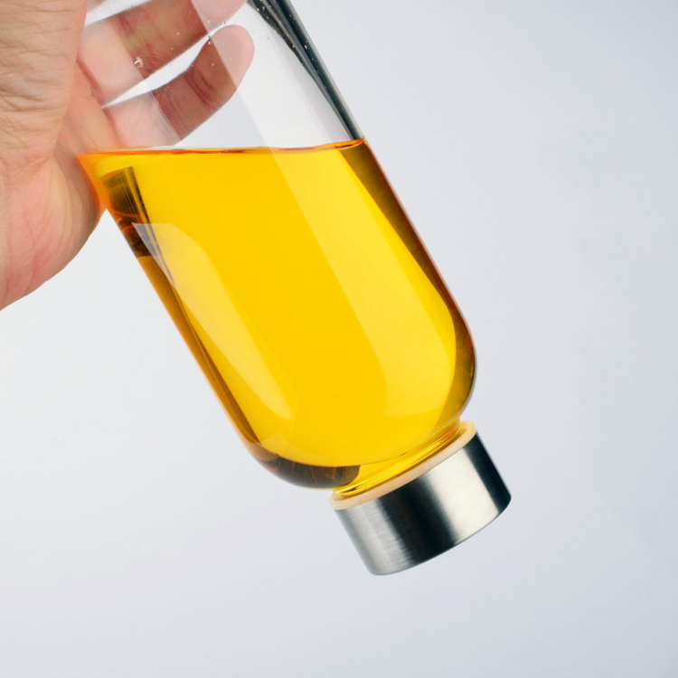 360ml 420ml 550ml high borosilicate cylinder glass juice water bottle with cap