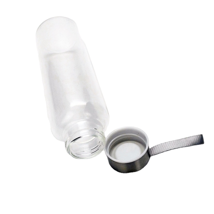 360ml straight cylinder high borosilicate clear glass water bottle with cap