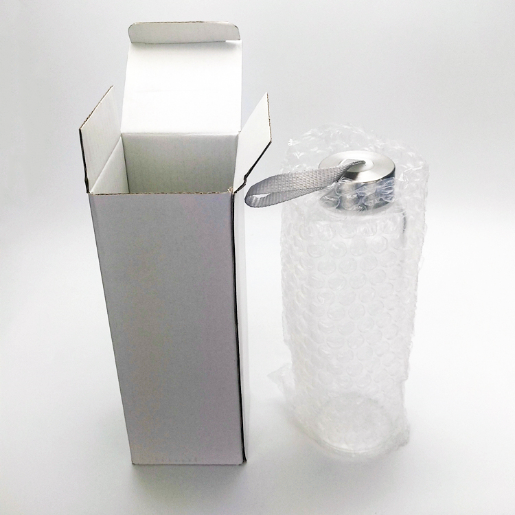 360ml straight cylinder high borosilicate clear glass water bottle with cap