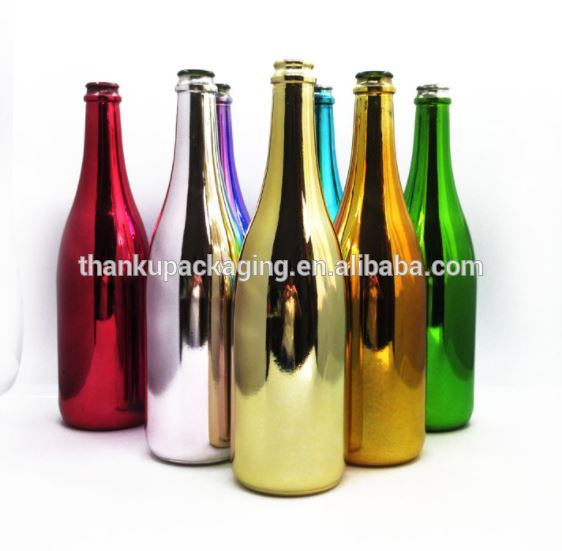 375-700mlml electroplated red golden black glass bottle for tequila rum brandy whiskey spirit vodka