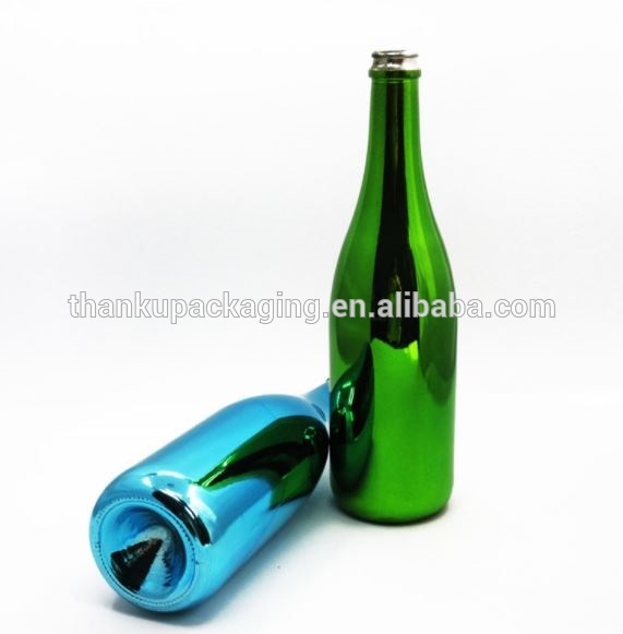 375-700mlml electroplated red golden black glass bottle for tequila rum brandy whiskey spirit vodka