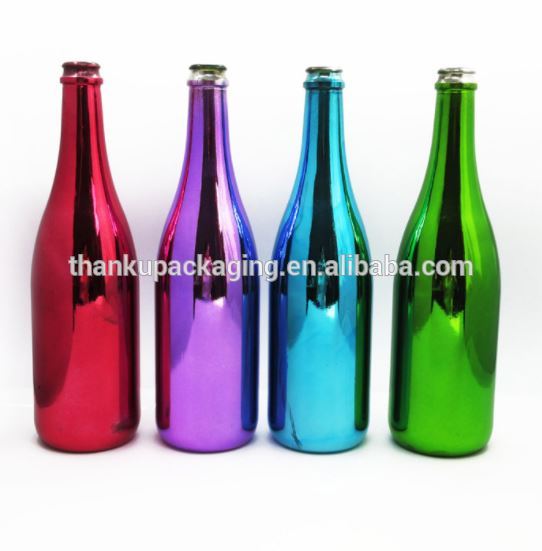 375-700mlml electroplated red golden black glass bottle for tequila rum brandy whiskey spirit vodka