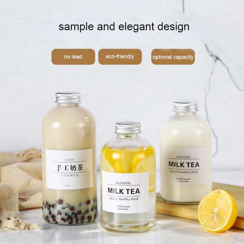 375ml 500ml Clear round Milk Juice Glass Bottle For Packaging leak proof 2021