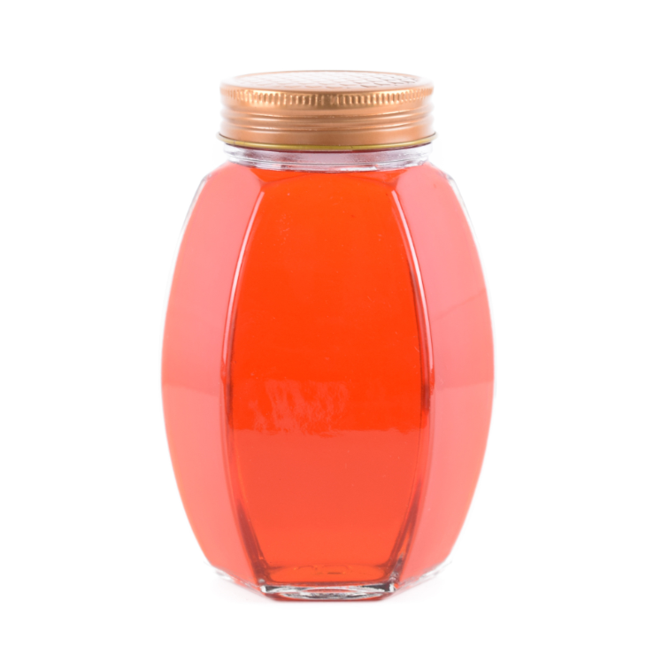 375ml 730ml 500g 1kg jam honey food packaging spot big belly hexagon glass bottle jar with screw cap wholesale