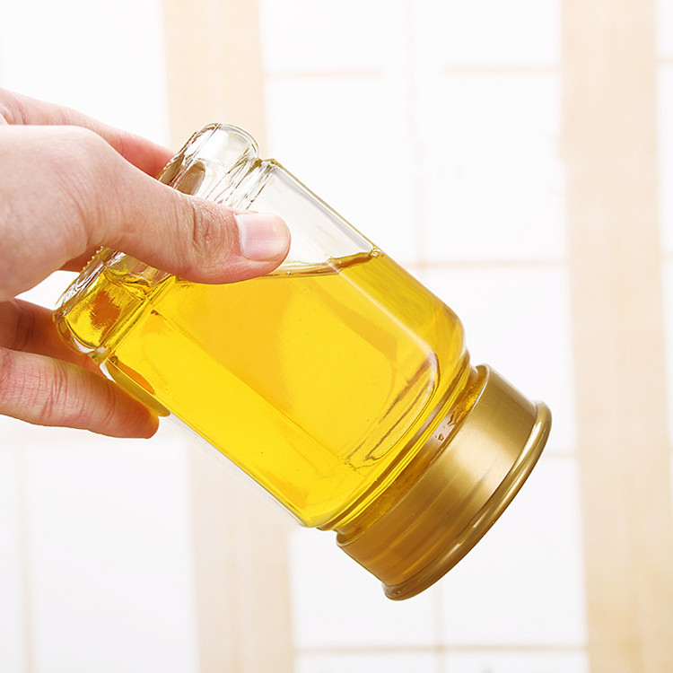 375ml 750ml 500g 1kg hexagonal glass honey pot glass jar with yellow plastic cap