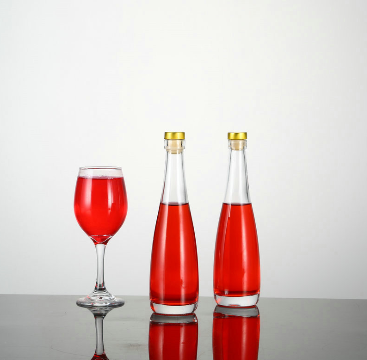 375ml Black Clear Frost Ice Wine /Fruit Wine Glass Bottles With Stopper