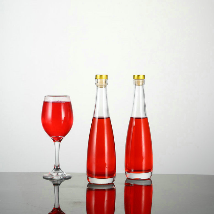 375ml Black Clear Frost Ice Wine /Fruit Wine Glass Bottles With Stopper