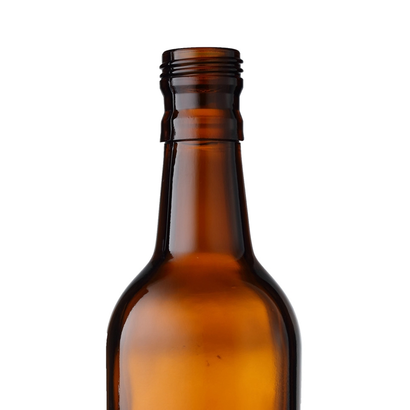 375ml flint hot stamping empty round shape amber round bottle for beverage liquor beer alcohol spirit bottle