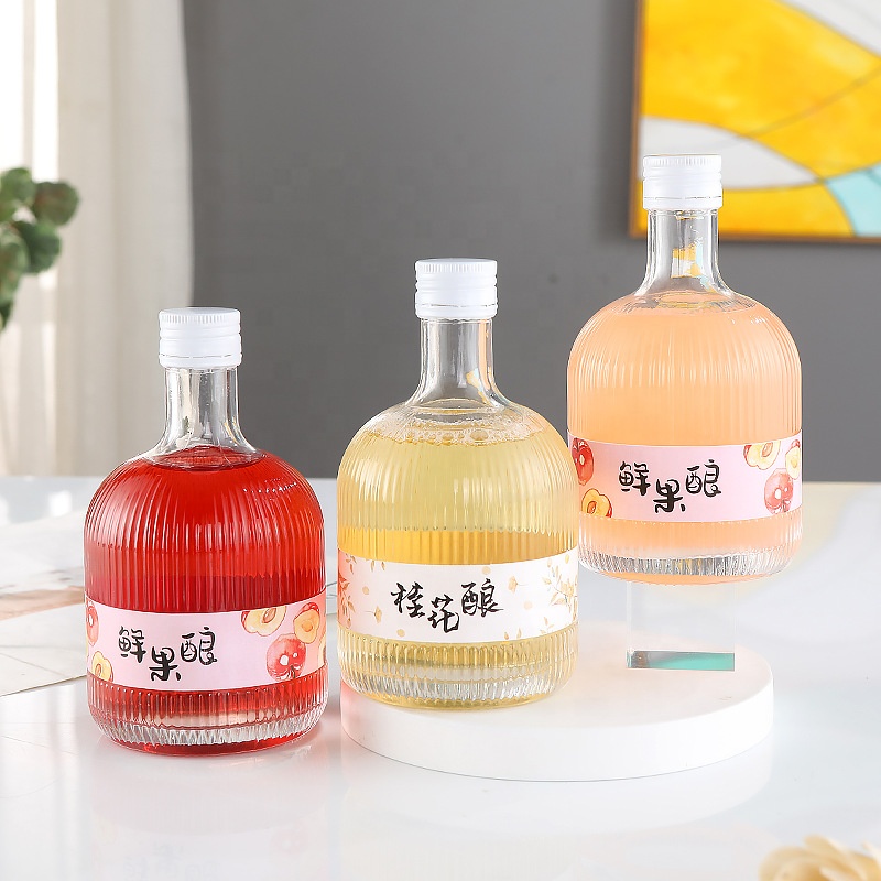 375ml osmanthus stuffed frosted glass wine bottle