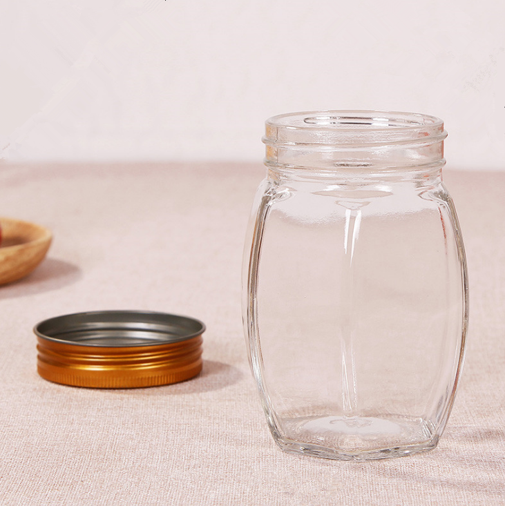 380ML 500g honey glass bottle glass jar with metal screw lid