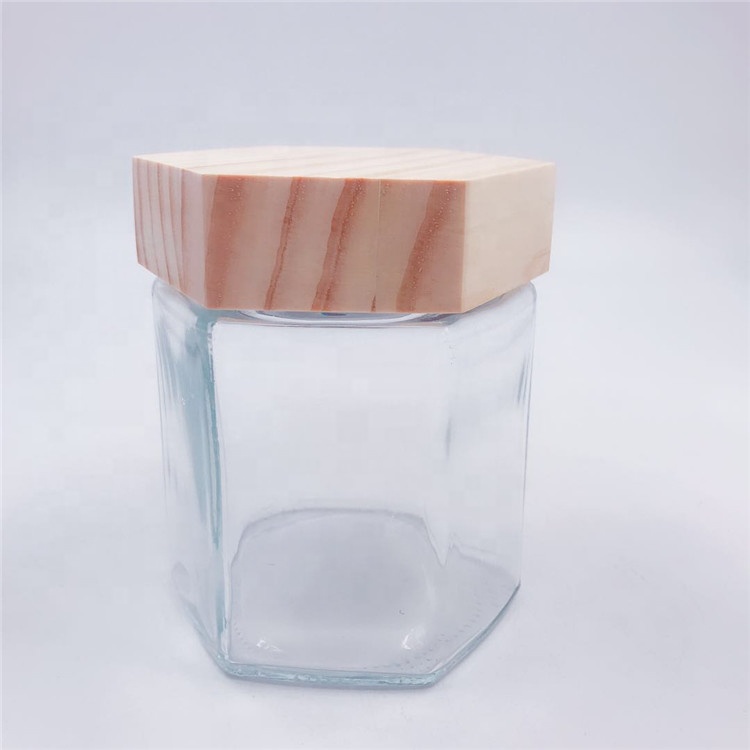 380ml 500g transparent glass bottles jam jars pickles candy sealed cans hexagonal shape honey bottles of small glass jar