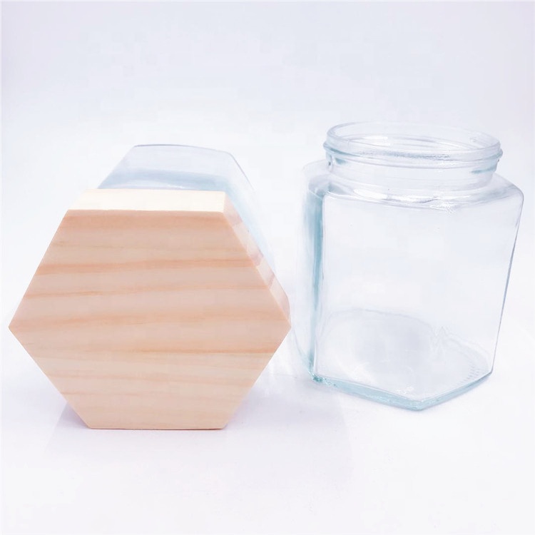 380ml 500g transparent glass bottles jam jars pickles candy sealed cans hexagonal shape honey bottles of small glass jar