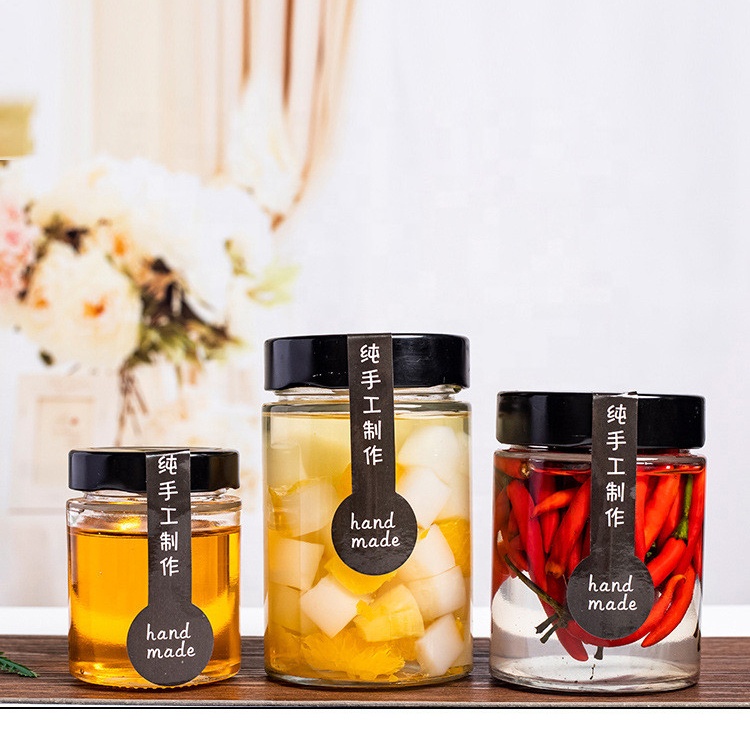 380ml 500g wholesale wedding gift clear food storage empty container glass round pudding jelly jam honey jar with lid for sale