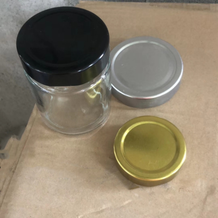 380ml clear round Store jam grain chili sauce dried fruit with high black lid customize the color of the storage glass JAR